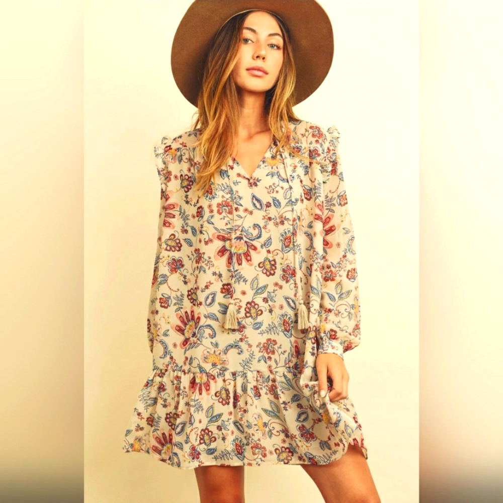 PAISLEY  FLORAL MINI DRESS